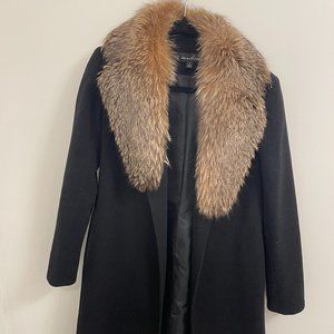 Black Coat with Fur Trim